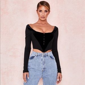 House of CB Black Polina Top XS New with Tags